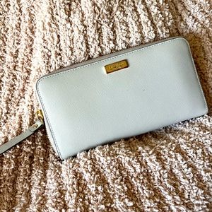 Kate Spade light grey leather large zip-around wallet, very good condition